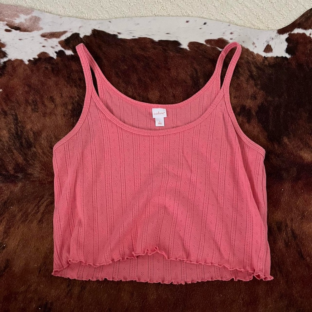 Colsie Coral Ribbed Tank